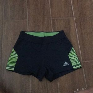 Adidas Running Shorts, Dark blue with green